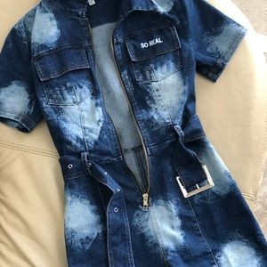 Short jean jumpsuit